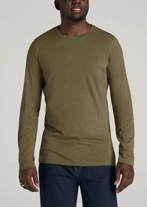 Original Essentials SLIM-FIT Long Sleeve Tall Men's T-Shirt in Olive Mix sold by American Tall
