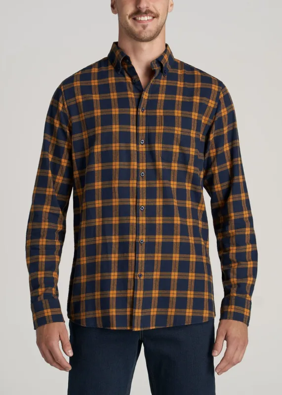 Men's Tall Nelson Button-Up Shirt in Squash & Navy Plaid sold by American Tall