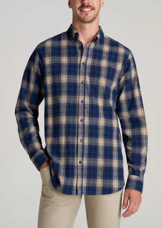 Men's Tall Nelson Button-Up Shirt in Dark Cobalt & Oak Plaid sold by American Tall