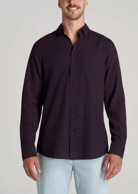 Soft-Wash Button-Up Shirt for Tall Men in Maroon Dobby sold by American Tall