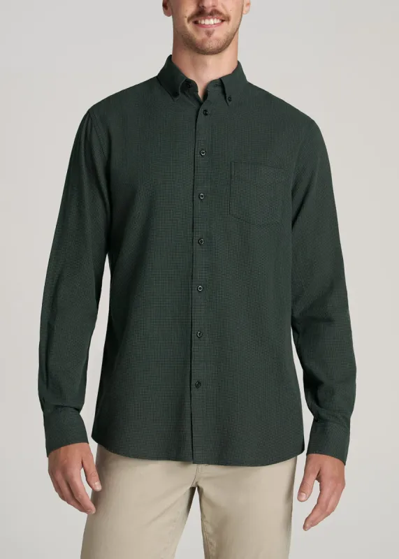 Soft-Wash Button-Up Shirt for Tall Men in Malachite Green Dobby sold by American Tall