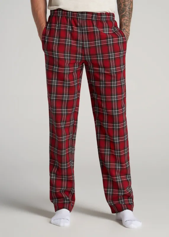 Plaid Pajama Pants for Tall Men in Red & White Plaid sold by American Tall