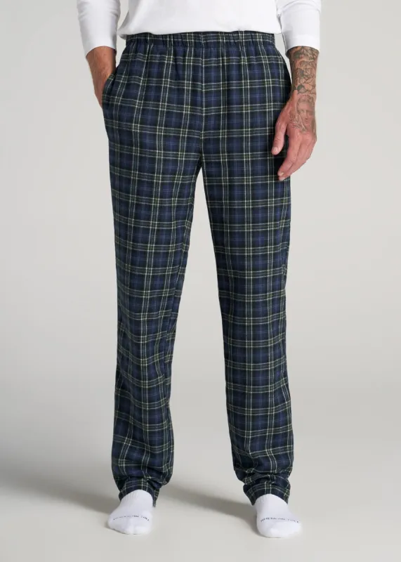 Plaid Pajama Pants for Tall Men in Green & Navy Plaid sold by American Tall