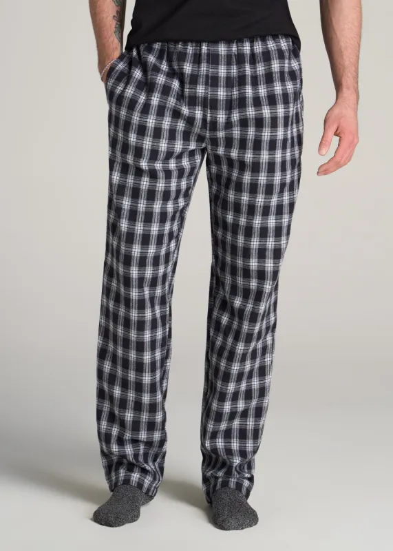 Plaid Pajama Pants for Tall Men in Black & White Plaid sold by American Tall