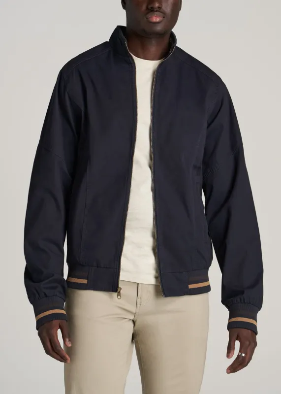 LJ&S Cotton Men's Tall Bomber Jacket in Salute Navy sold by American Tall