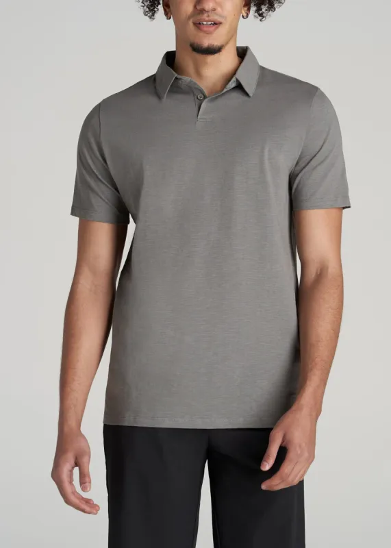 Slub Self Collar Tall Polo Shirt in Slate Grey sold by American Tall