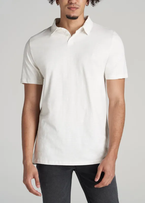 Slub Self Collar Tall Polo Shirt in Bone sold by American Tall