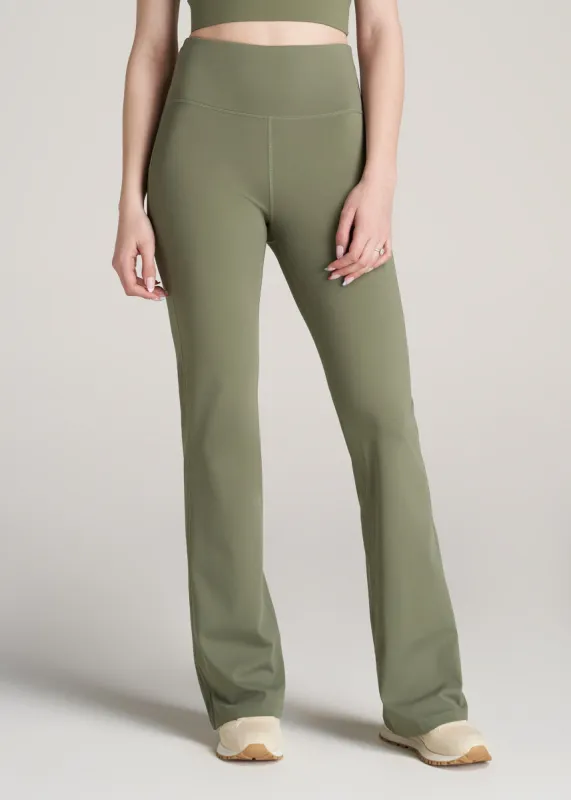 Balance Open-Bottom Women's Tall Yoga Pants in Olive sold by American Tall