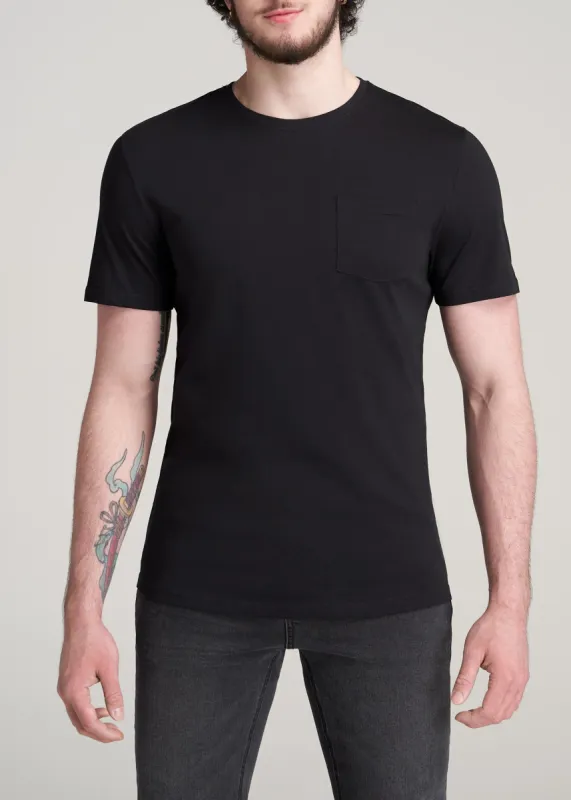 Everyday Pocket REGULAR FIT T-Shirt for Tall Men in Black sold by American Tall