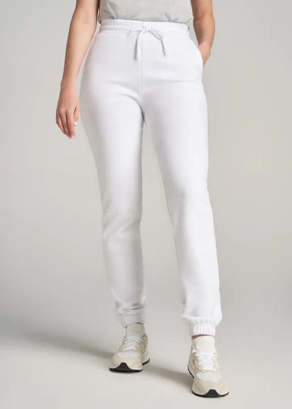 Wearever Fleece SLIM-FIT High-Waisted Women's Tall Sweatpants in Bright White sold by American Tall