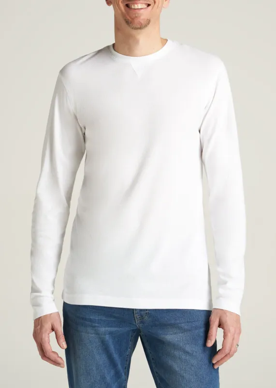 Lightweight Waffle Tall Long Sleeve Shirt in White sold by American Tall