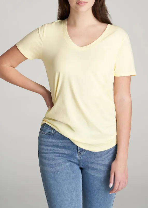 Women's Tall Scoop V-Neck Tee in Butter Yellow sold by American Tall