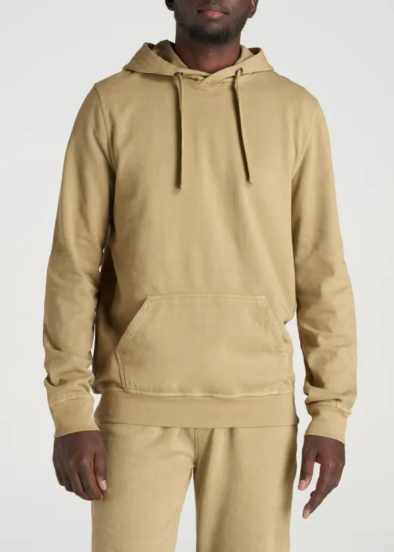LJ&S Men's Tall Pigment Dyed Pullover Hoodie in Vintage Buck sold by American Tall