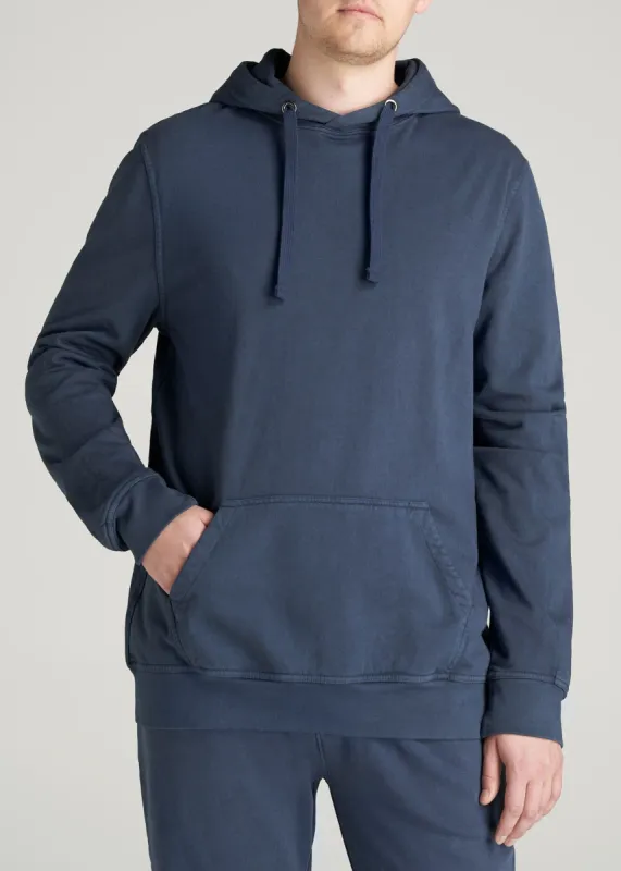 LJ&S Men's Tall Pigment Dyed Pullover Hoodie in Vintage Midnight Navy sold by American Tall
