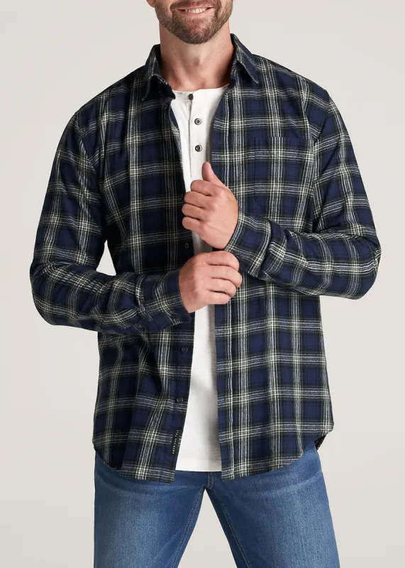 Men's Tall Nelson Button-Up Shirt in Navy & Green Plaid sold by American Tall