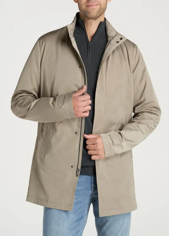 Zip Trench Coat for Tall Men in Medium Beige sold by American Tall