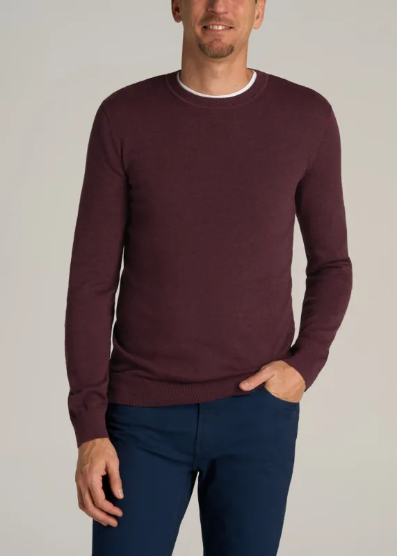 Everyday Crewneck Tall Men's Sweater in Burgundy Mix sold by American Tall