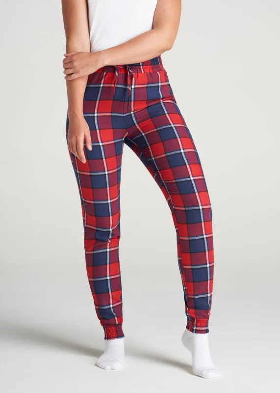 Flannel Women's Tall Pajama Pants in Blue & Red Plaid sold by American Tall