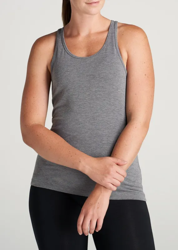 Racerback Tank Top in Dark Grey - Extra-Long Women's Tanks sold by American Tall