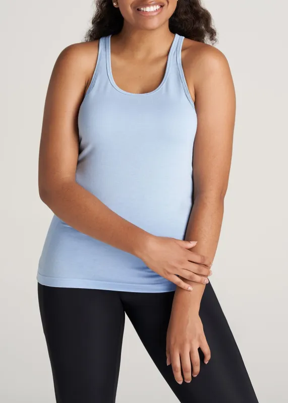 Racerback Tank Top in Cloud Blue - Extra-Long Women's Tanks sold by American Tall