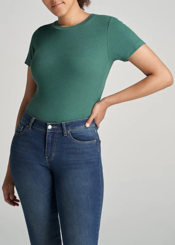 FITTED Ribbed Tee in Juniper Green - Women's Tall T-Shirts sold by American Tall
