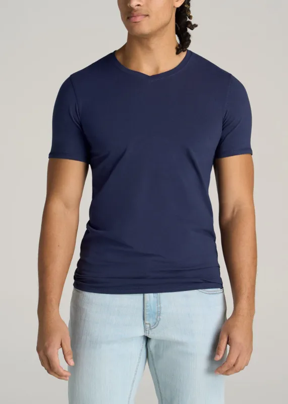 The Essential SLIM-FIT V-Neck Men's Tall Tees in Navy sold by American Tall
