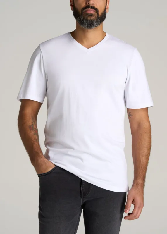 The Everyday REGULAR-FIT V-Neck Tall Men's T-Shirt in White sold by American Tall
