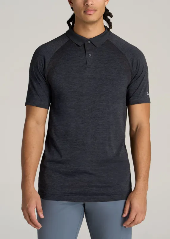 AT Performance: Raglan Men's Tall Polo Shirt in Charcoal Mix sold by American Tall