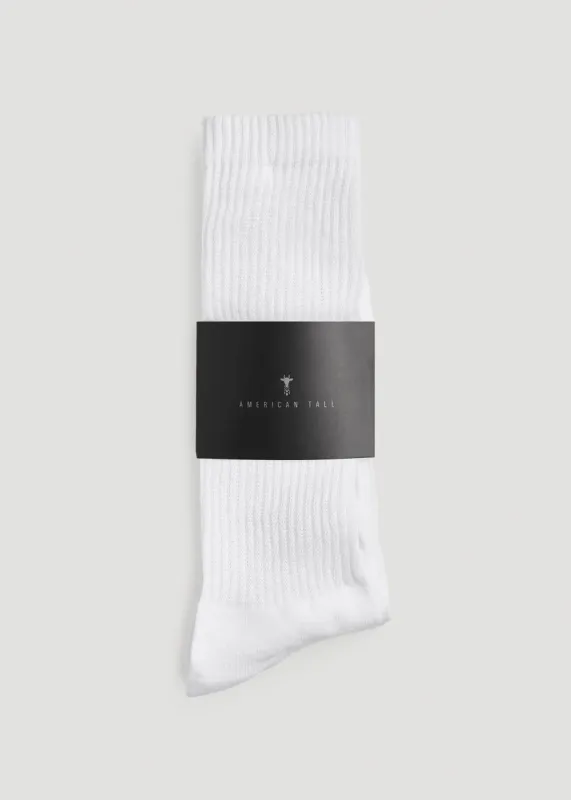 Athletic Crew Socks (X-Large Size: 13-15) for Tall Men in White sold by American Tall