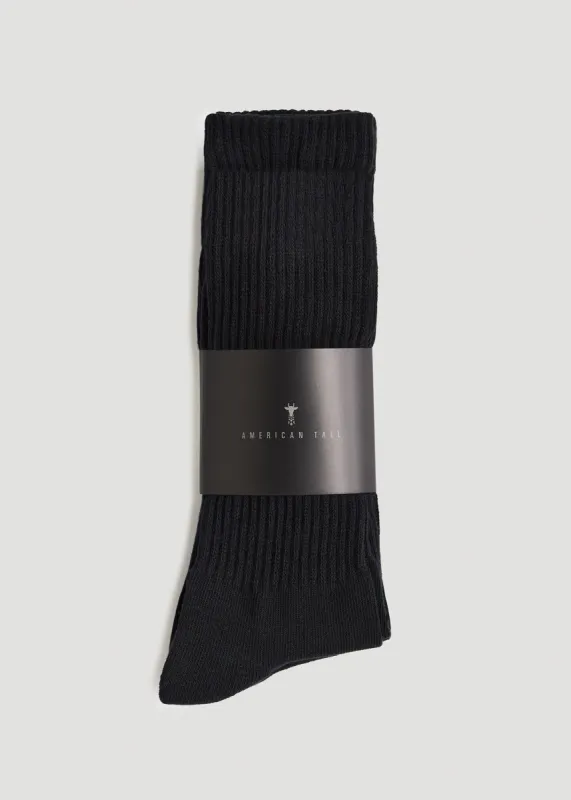 Athletic Crew Socks (X-Large Size: 13-15) for Tall Men in Black sold by American Tall