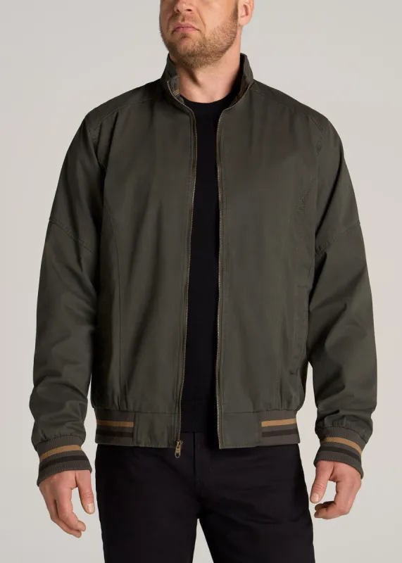 LJ&S Cotton Bomber Jackets for Tall Men in Olive Green sold by American Tall