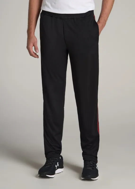 Athletic Stripe Pants for Tall Men in Black-Red Stripe sold by American Tall