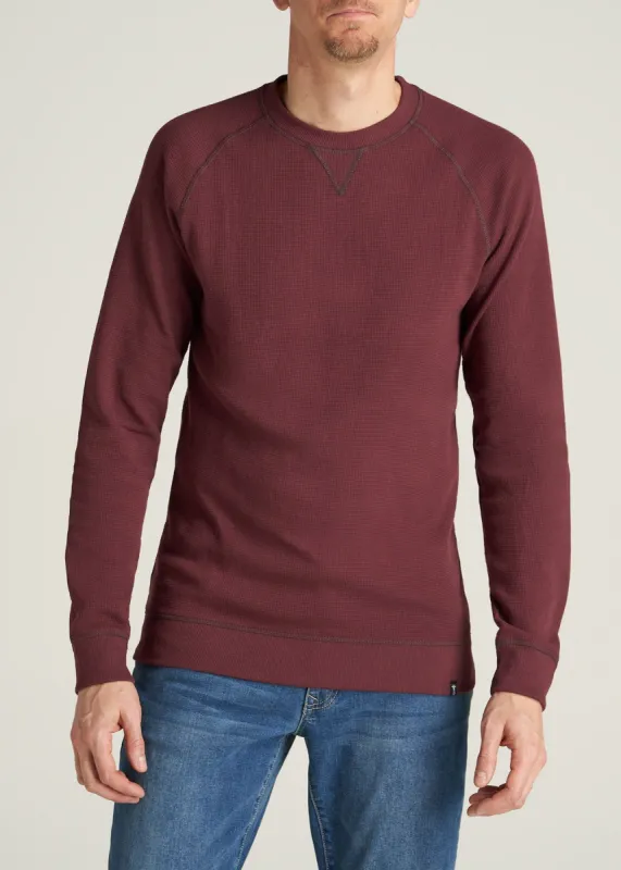 Heavy Thermal Raglan Tall Long Sleeve Shirt in Garnet Red sold by American Tall