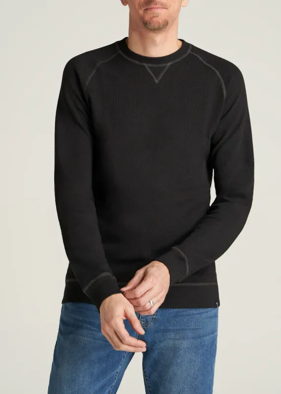 Heavy Thermal Raglan Tall Long Sleeve Shirt in Black sold by American Tall