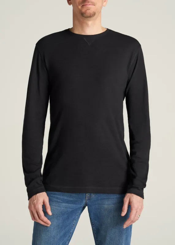 Lightweight Waffle Tall Long Sleeve Shirt in Black sold by American Tall