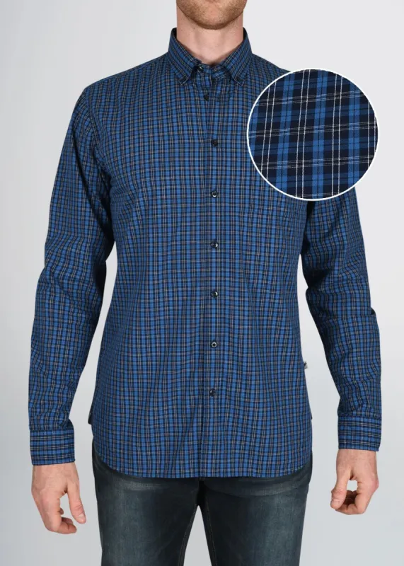 Soft-Wash Tall Button-Up Shirt in Blue Windowpane sold by American Tall