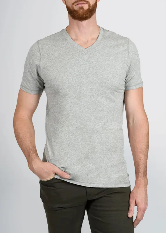 Original Essentials: SLIM-FIT V-Neck Tall Tees for Men | Grey Mix sold by American Tall