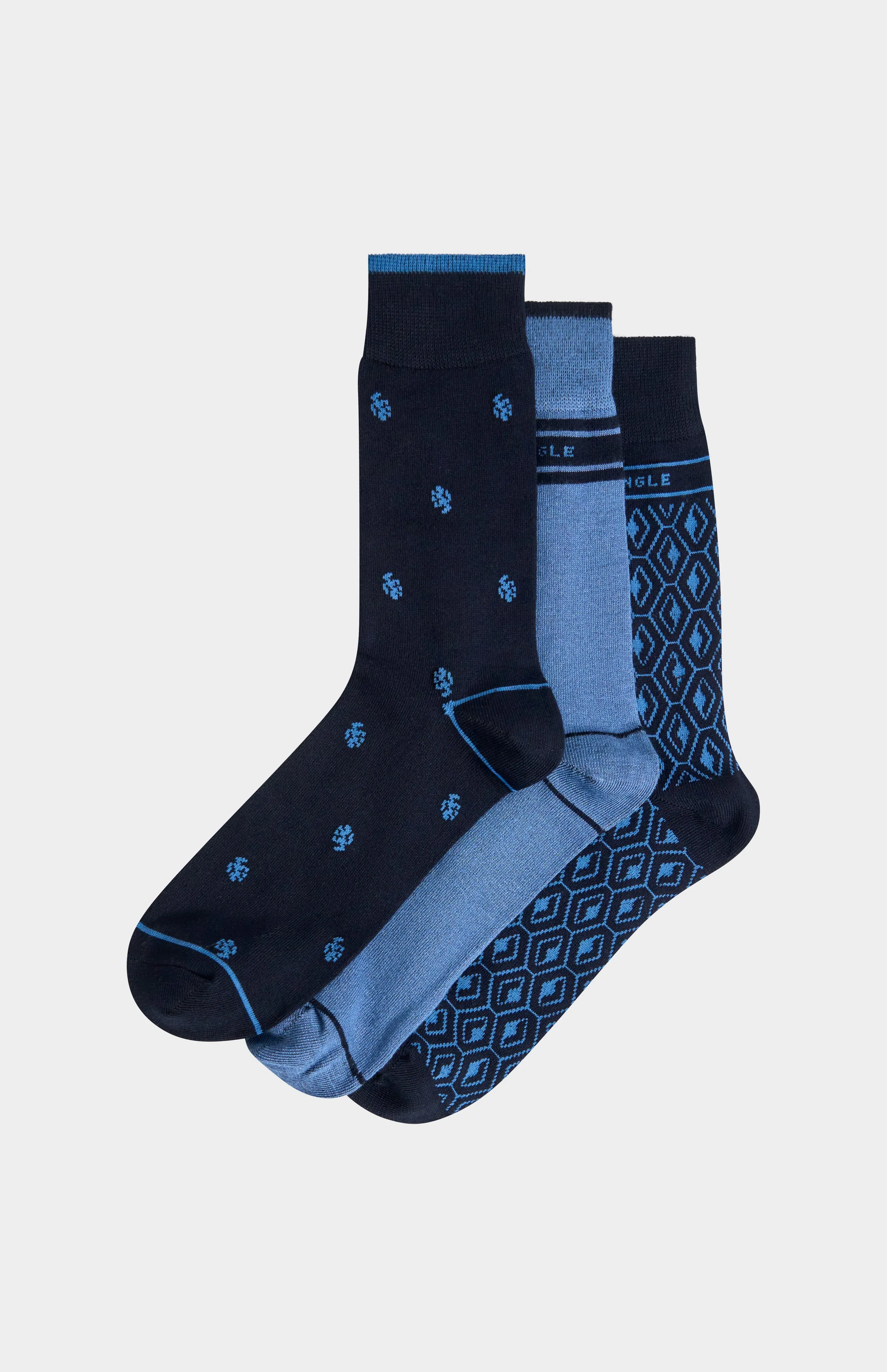 Men’s Blue Bamboo Lion / Diamond / Stripe Jacquard Socks sold by Pringle of Scotland product image thumbnail 2