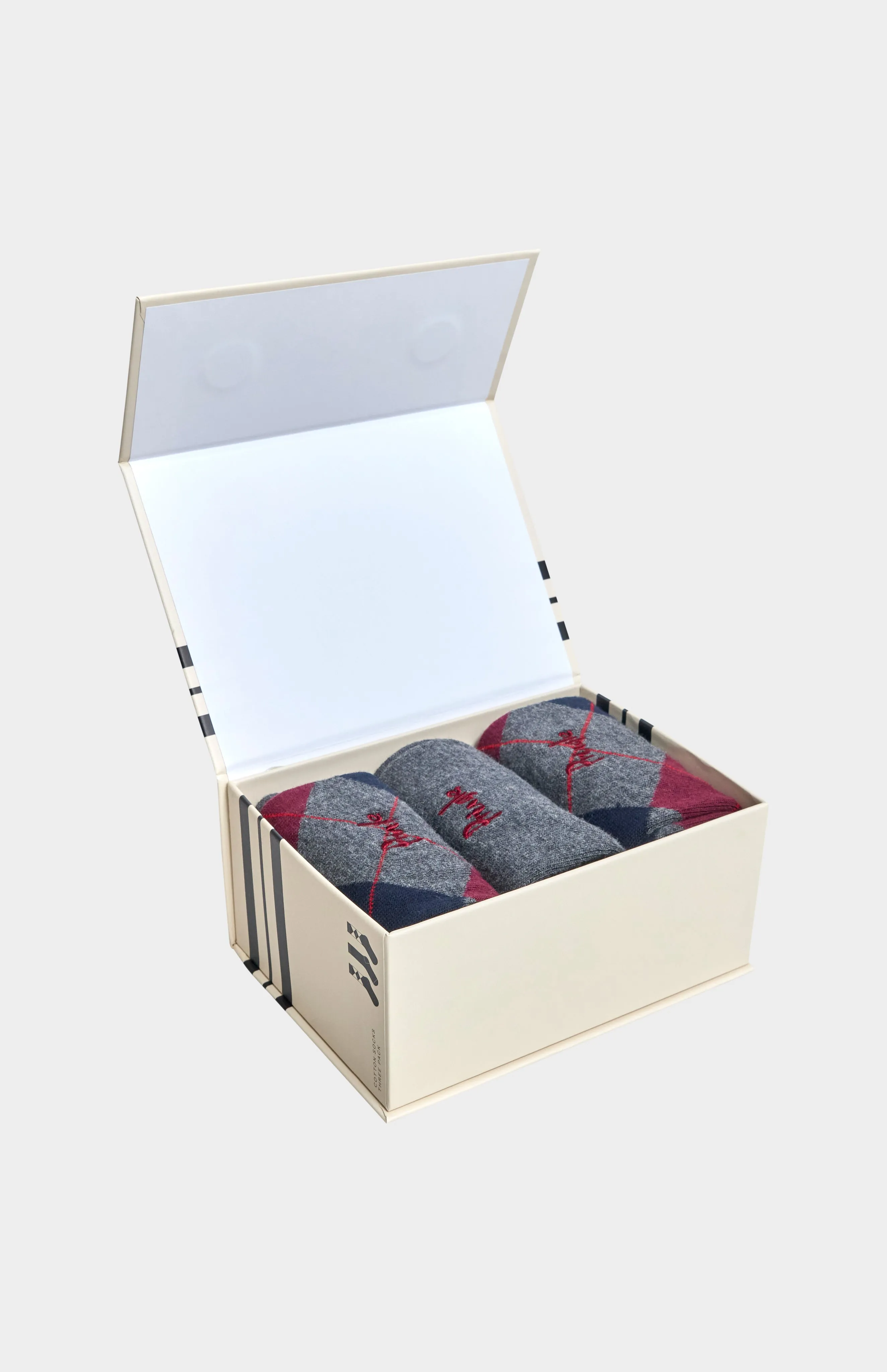 Men’s Argyle Cotton Jacquard Socks in Charcoal, Navy & Burgundy sold by Pringle of Scotland product image thumbnail 3