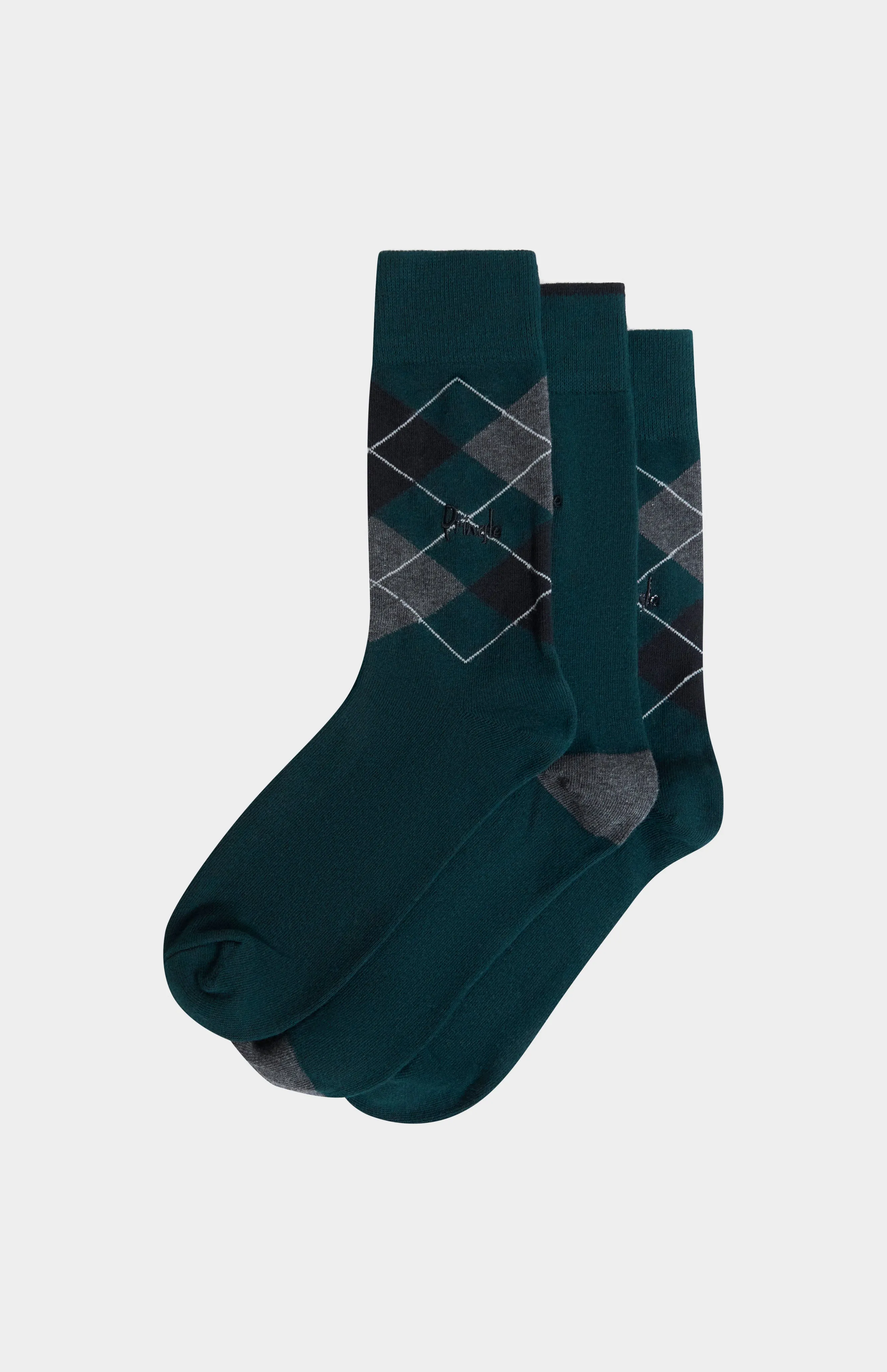 Men’s Argyle Cotton Jacquard Socks in Green, Black & Charcoal sold by Pringle of Scotland product image thumbnail 2