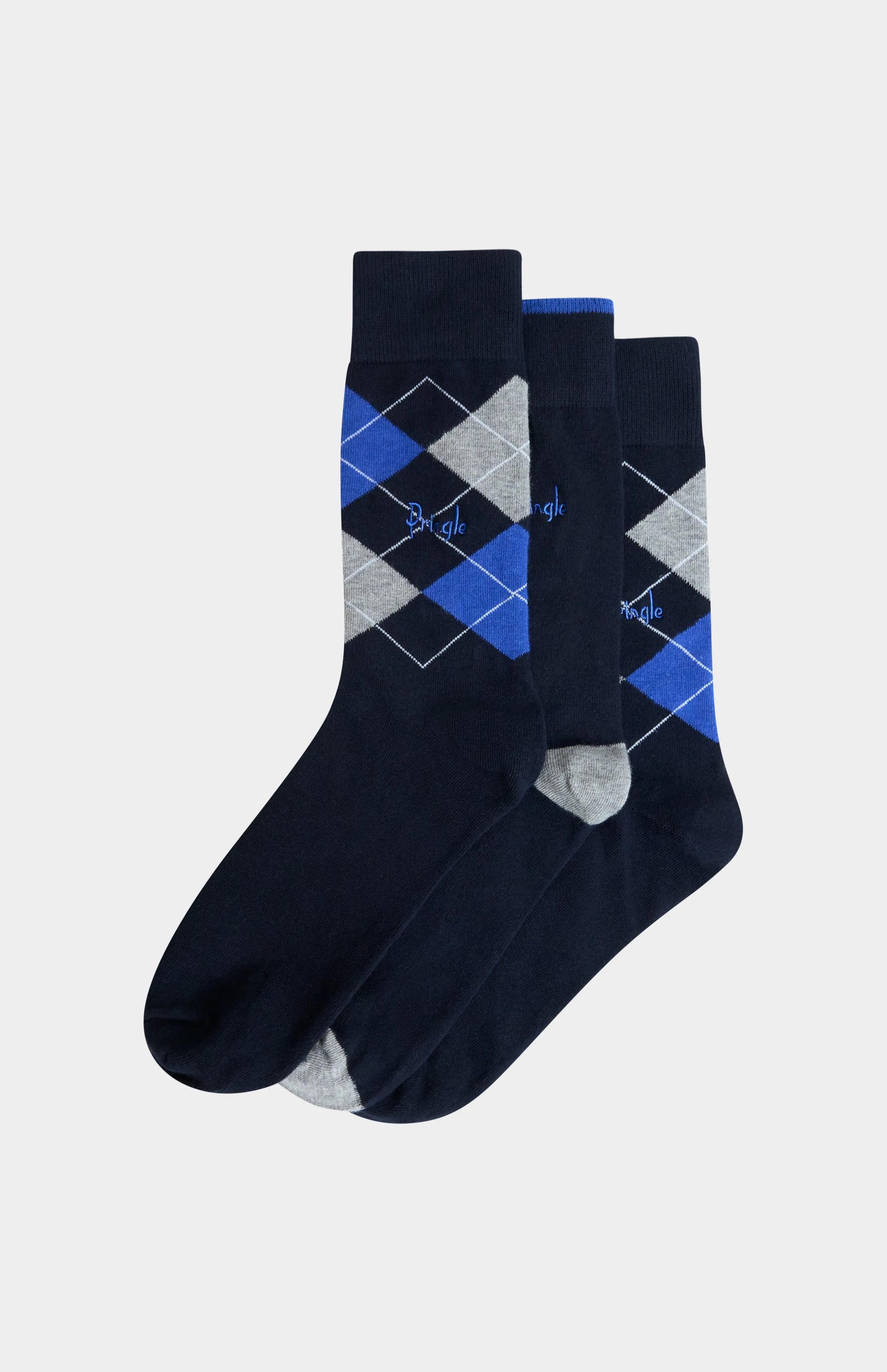 Men’s Argyle Cotton Jacquard Socks in Navy, Blue & Grey sold by Pringle of Scotland product image thumbnail 2
