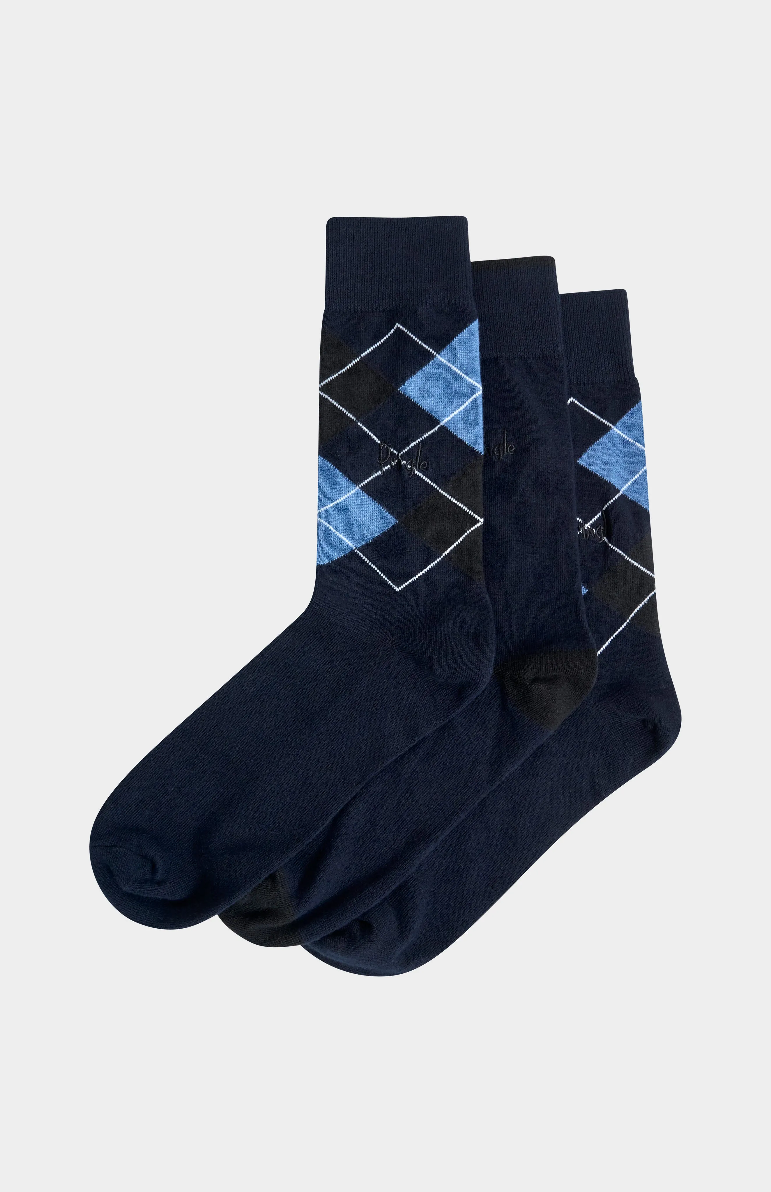 Men’s Argyle Cotton Jacquard Socks in Navy, Blue & Black sold by Pringle of Scotland product image thumbnail 2