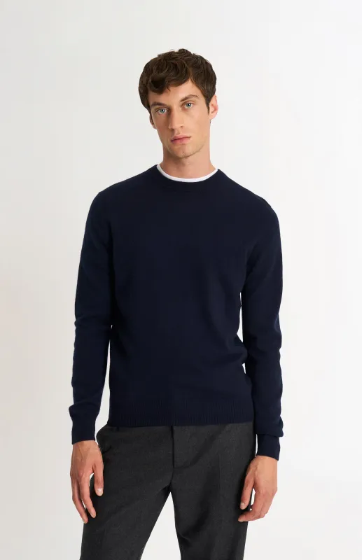Men's Classic Crew Neck Cashmere Jumper In Navy Blue sold by Pringle of Scotland