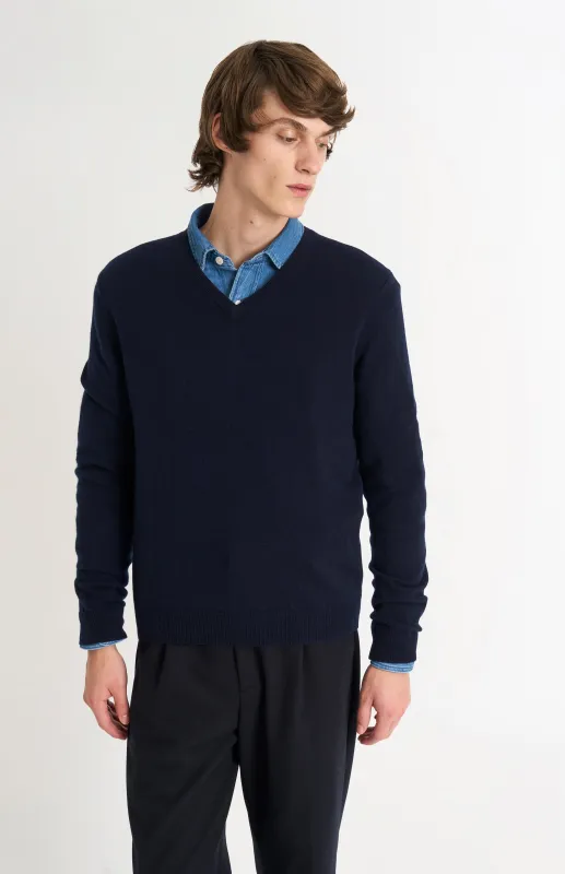 Men's Classic V-neck Cashmere Jumper In Navy Blue sold by Pringle of Scotland