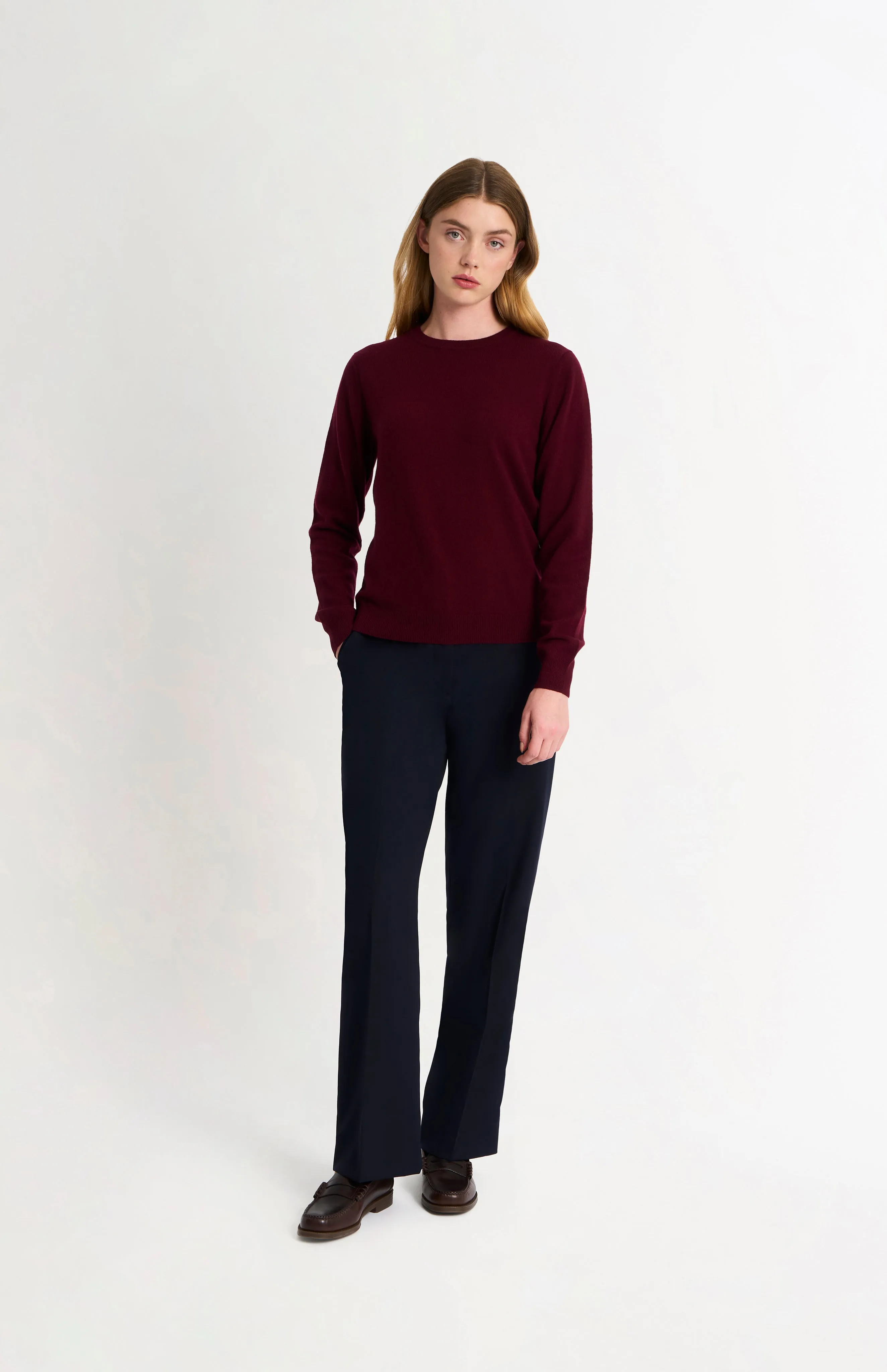 Women's Classic Crew Neck Cashmere Jumper In Burgundy sold by Pringle of Scotland product image thumbnail 3