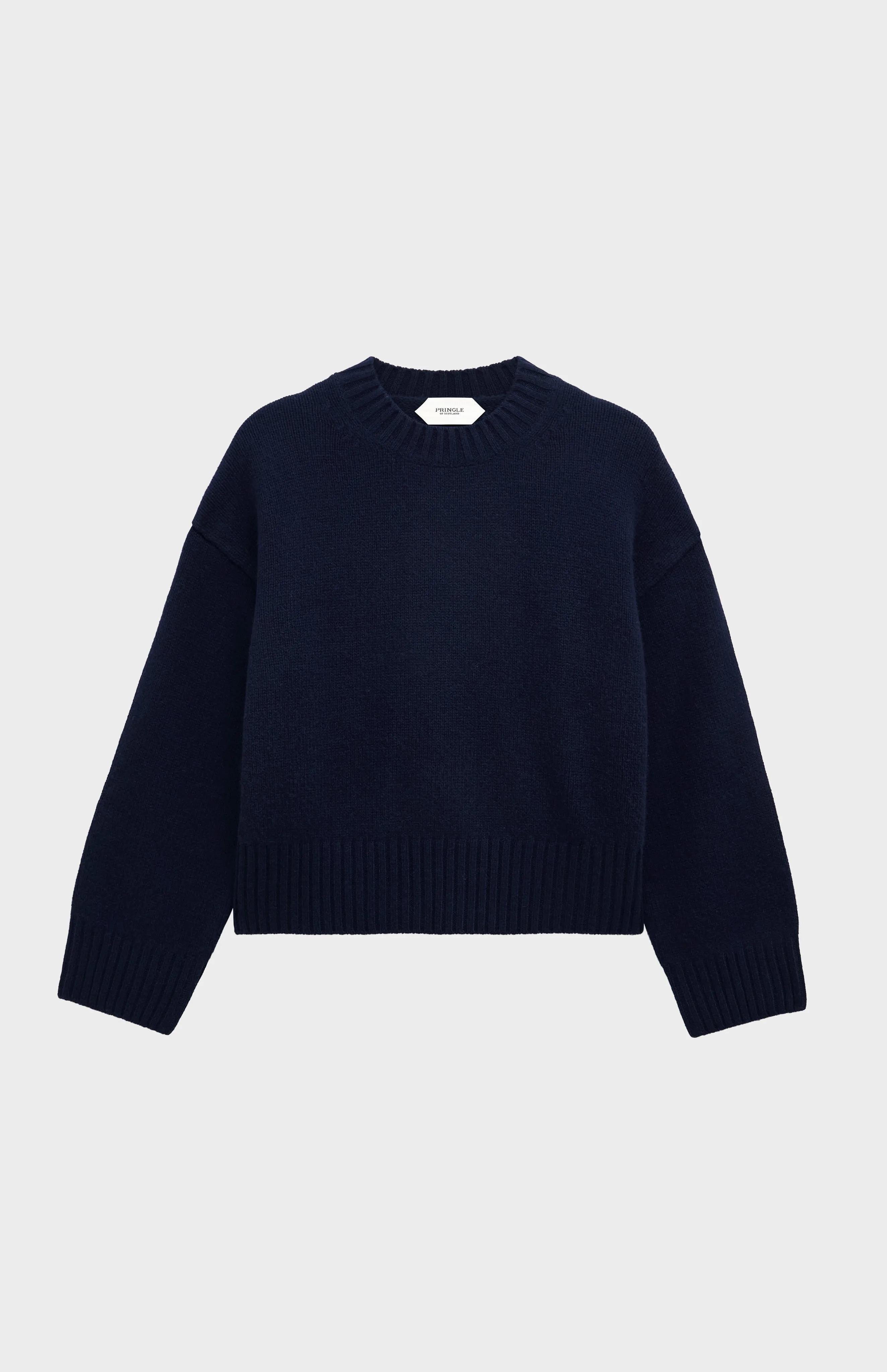 Women's Crew Neck Chunky Cashmere Jumper In Navy Blue sold by Pringle of Scotland product image thumbnail 2