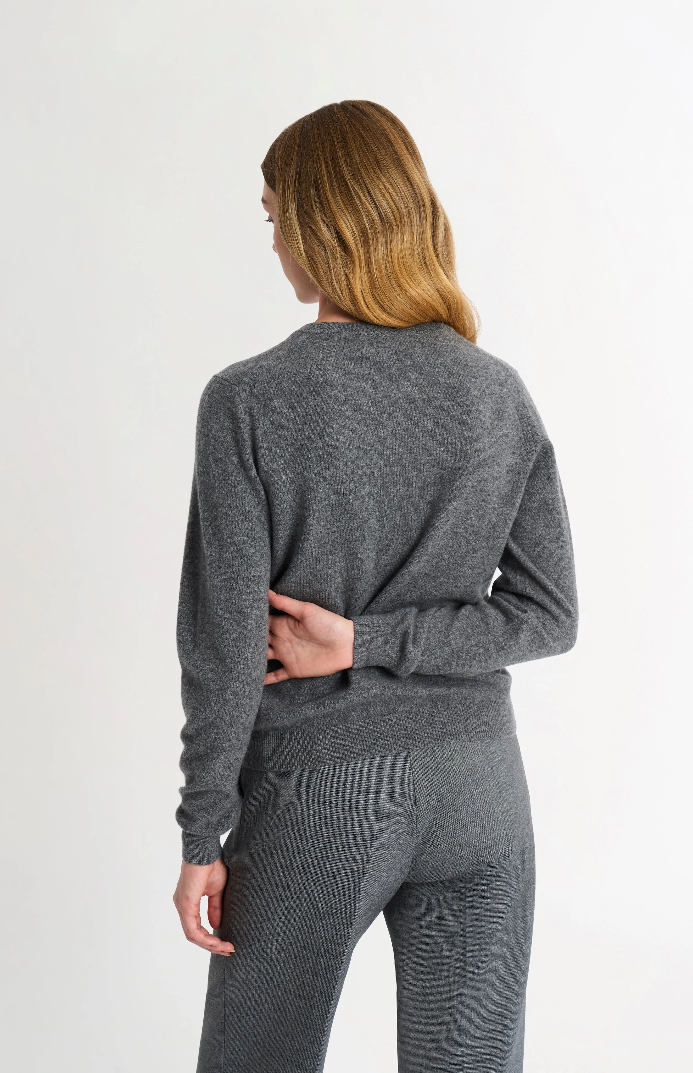 Women's Classic Crew Neck Cashmere Jumper In Grey Melange sold by Pringle of Scotland product image thumbnail 5