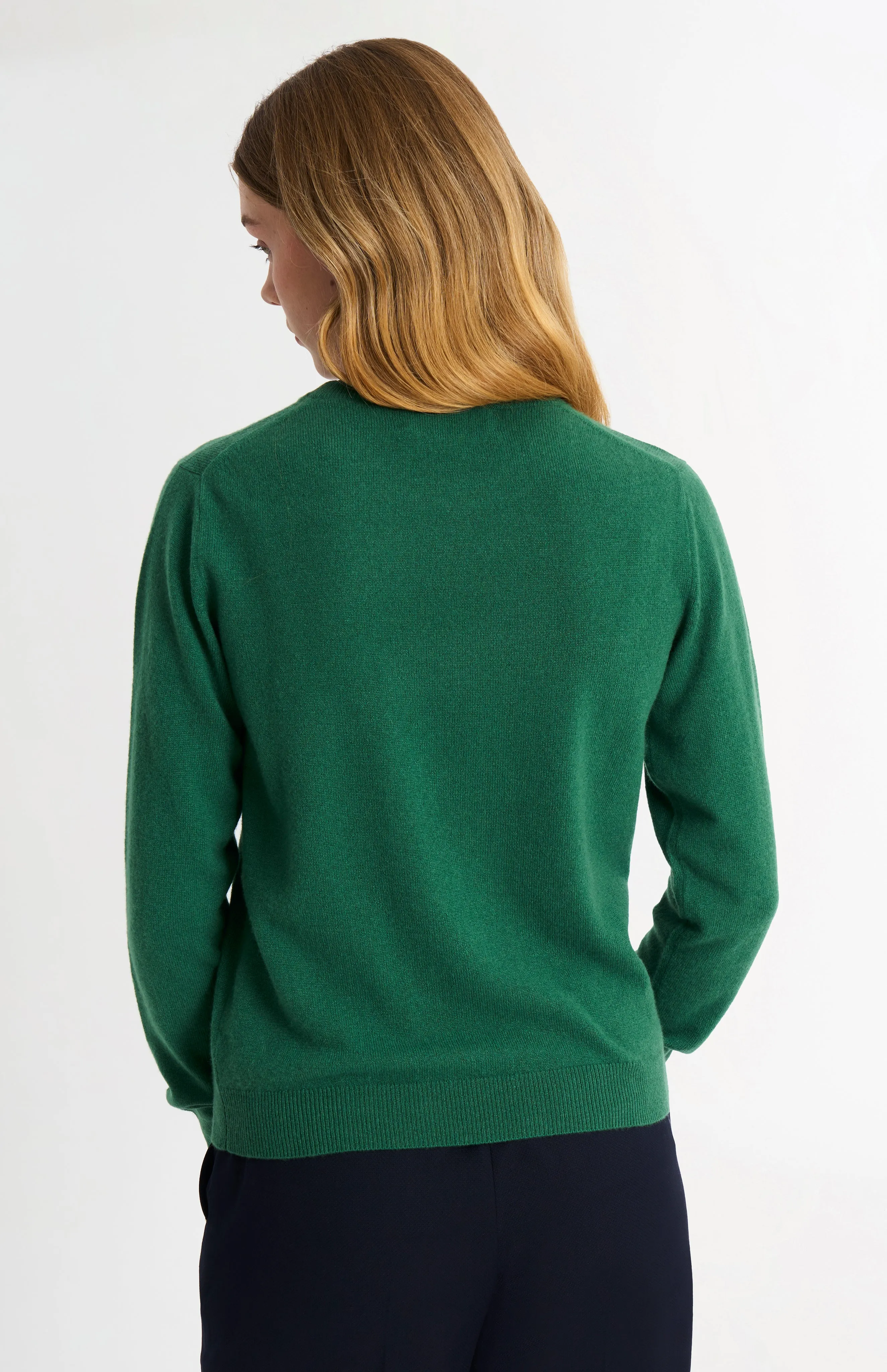 Women's Classic Crew Neck Cashmere Jumper In Green sold by Pringle of Scotland product image thumbnail 5