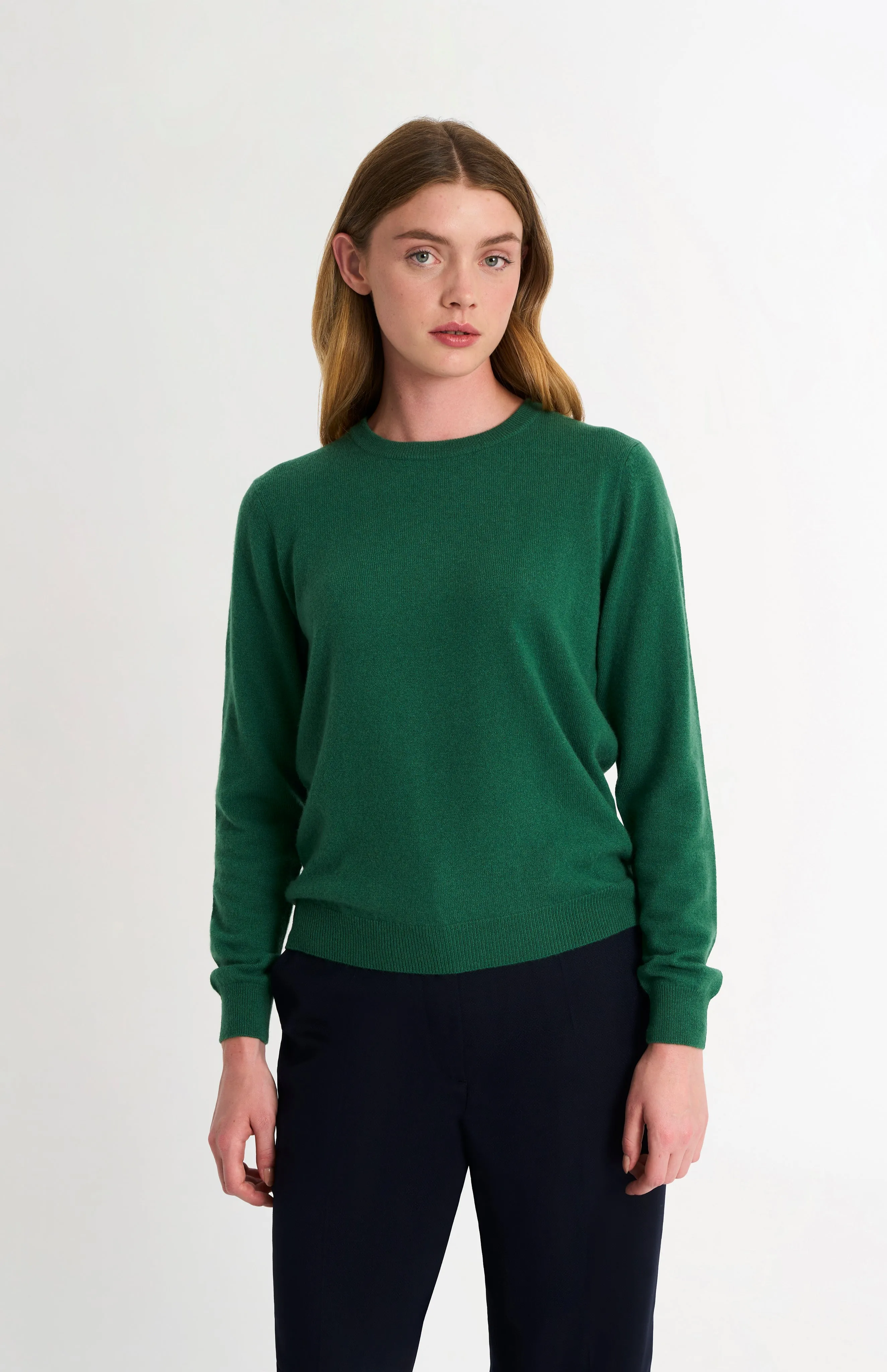 Women's Classic Crew Neck Cashmere Jumper In Green sold by Pringle of Scotland