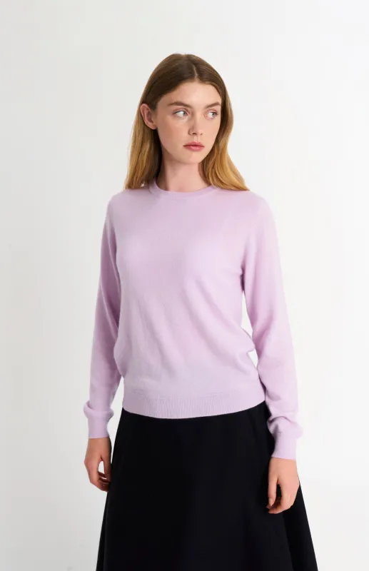 Women's Classic Crew Neck Cashmere Jumper In Lilac made by Pringle